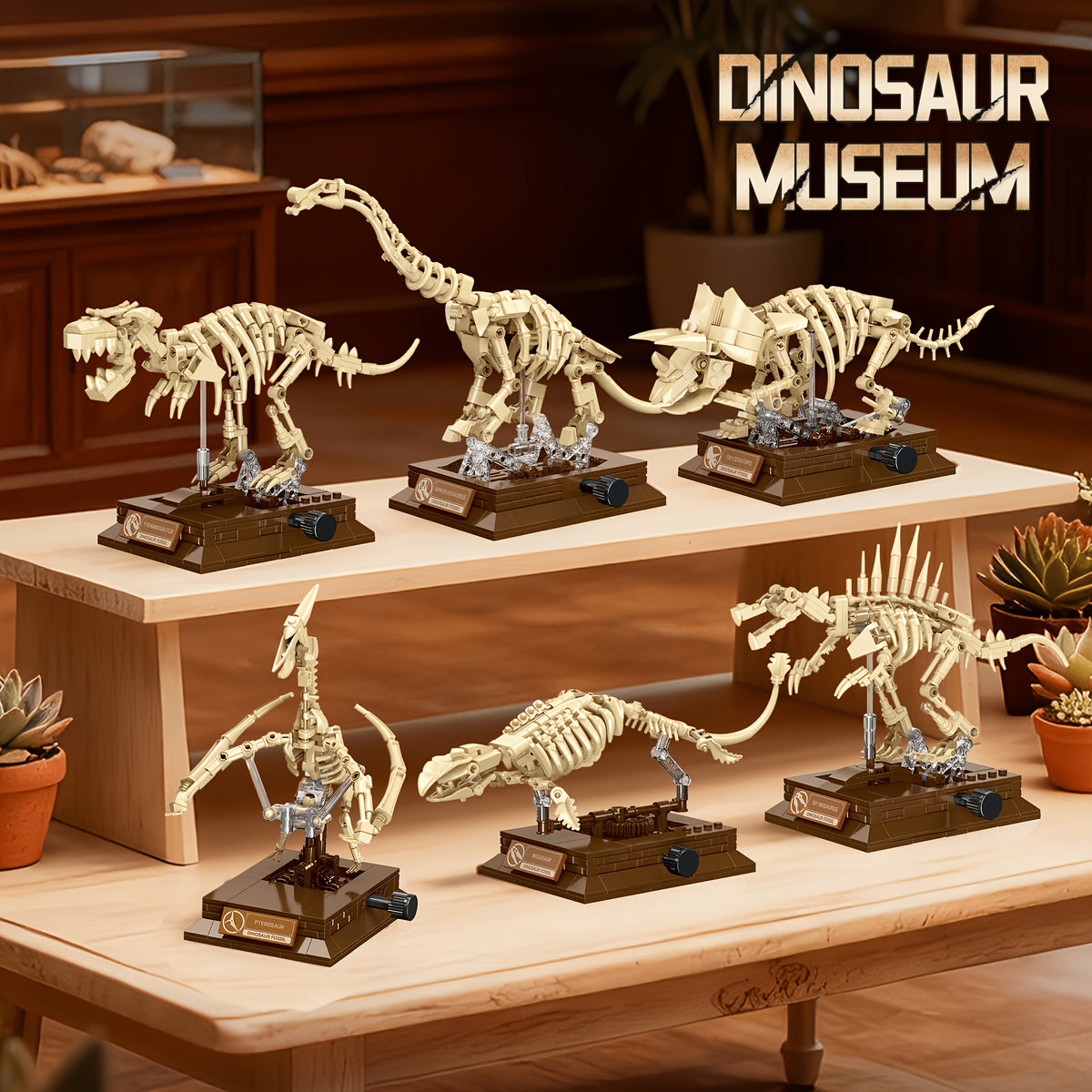 Dinosaur brick building set